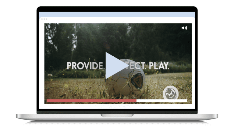 Provide. Protect. Play Video - Video still shows a soccer ball resting in the middle of a field.